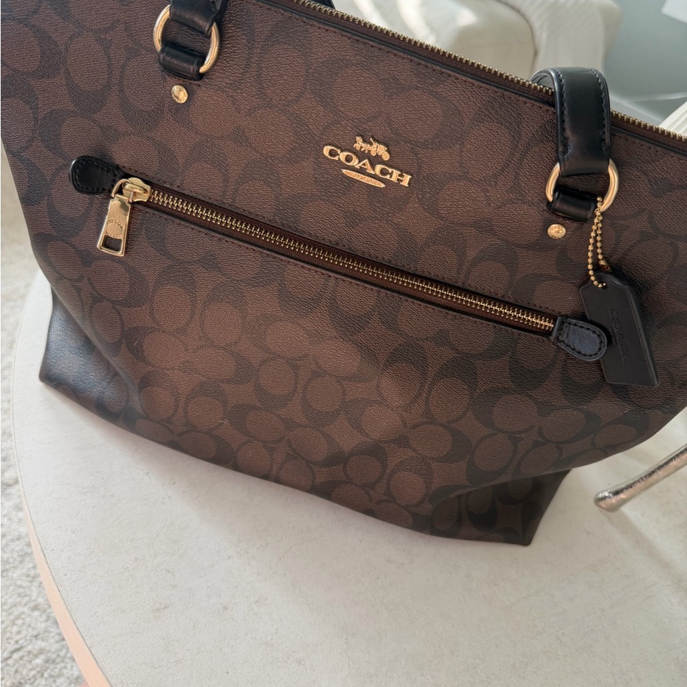 Coach Signature Brown and Black Tote